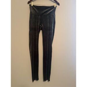 NWOT SPANX Velvet Leggings Women High Waist Ankle Dark Palm Green Stretch- Large